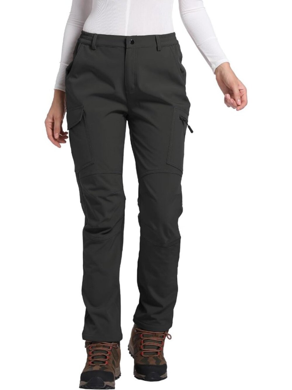 Warm Waterproof Hiking Pants - Women's Insulated Softshell Fleece Lined Winter